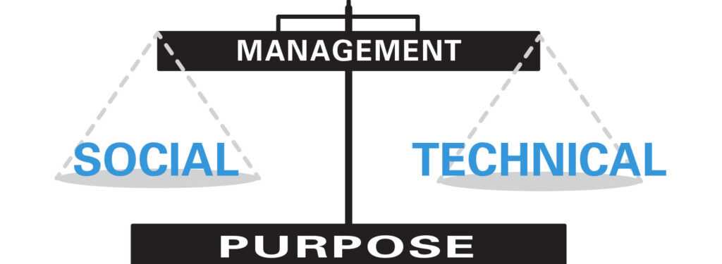 social and technical balanced by management and driven by purpose