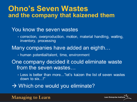 Ohno's Seven Wastes