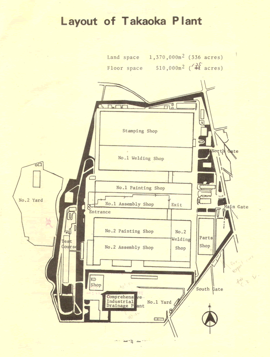 Takaoka Plant outline, circa 1984. 