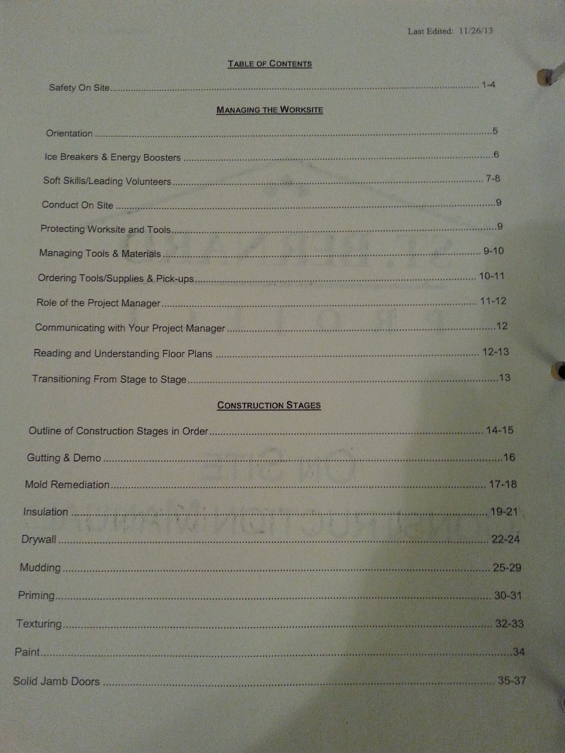 Table of Contents