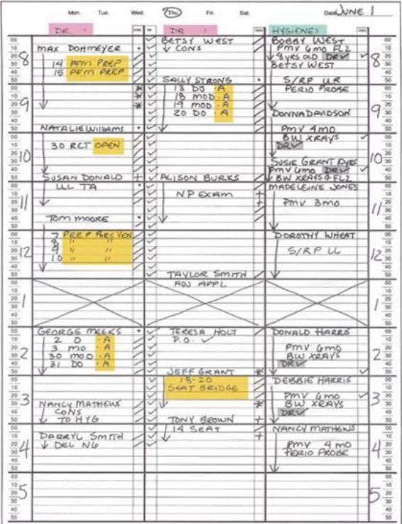 Schedule sheet