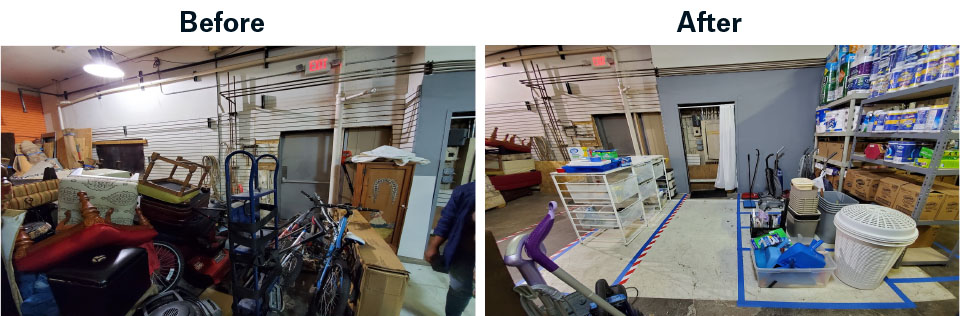JPW fund intern before and after of Humble Design warehouse