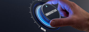 man/leader moving innovation dial up