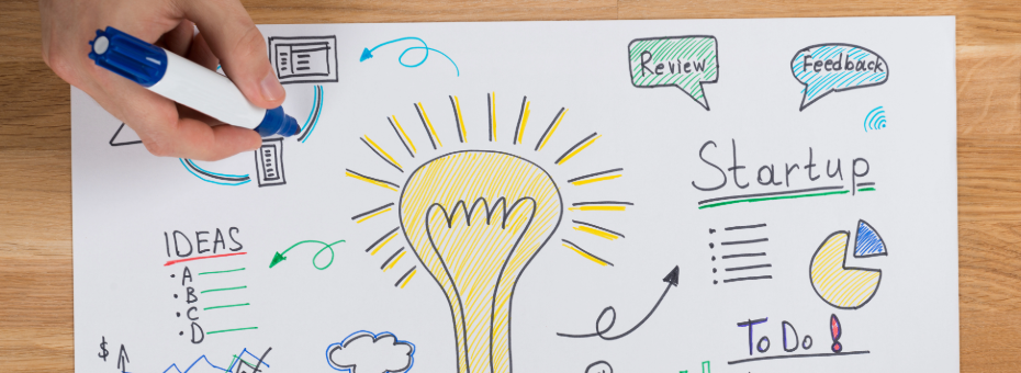 hand doodling about start-ups