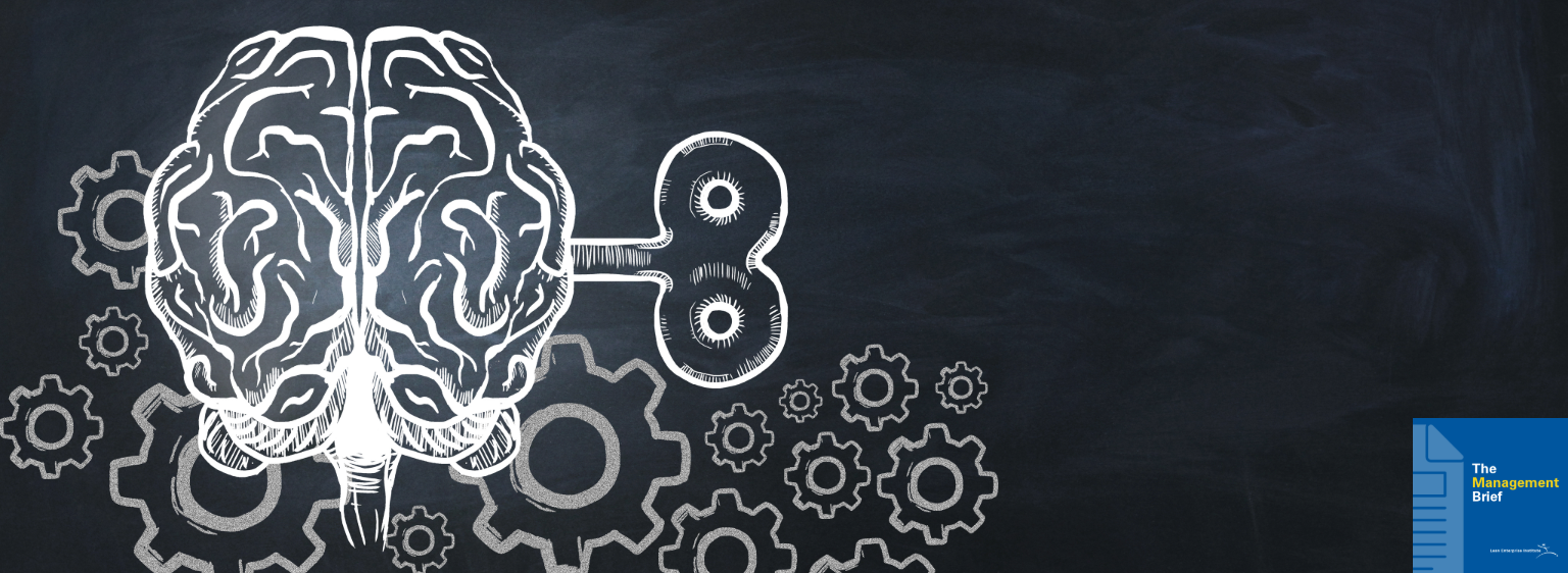 illustration of a brain and gears. A key is connected to the brain.