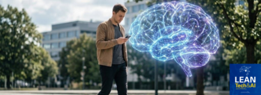 person walking with AI as second brain