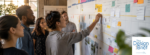 team at board adding post-it notes
